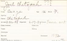 Joel Chetopah Student Information Card
