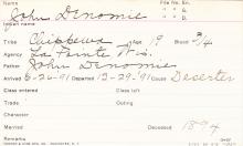 John Denomie Student Information Card