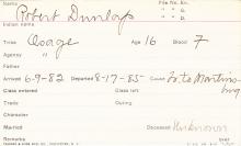 Robert Dunlap Student Information Card
