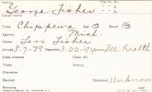 George Fisher Student Information Card