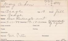 Mary Aiken Student Information Card