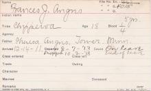 Frances Angus Student Information Card
