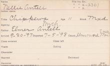 Nellie Antell Student Information Card