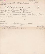 Marie Arteshaw Student Information Card