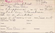 Evelyn Blackbird Student Information Card