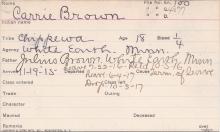 Caroline Brown Student Information Card
