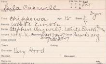 Leila Caswell Student Information Card
