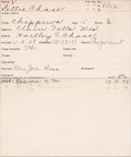 Lettie Chase Student Information Card