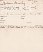 Pauline Chesley Student Information Card