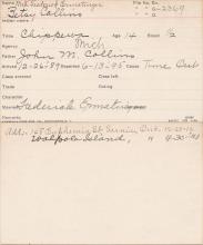 Betsey Collins Student Information Card