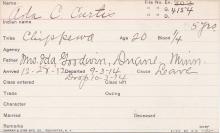 Ada C. Curtis Student Information Card
