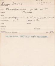 Sarah Davis Student Information Card