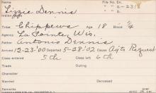 Lizzie Dennis Student Information Card