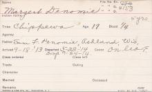 Margaret Denomie Student Information Card