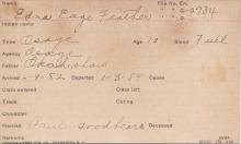Edna Eagle Feather Student Information Card