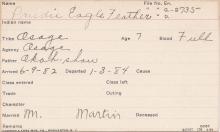 Prudie Eagle Feather Student Information Card