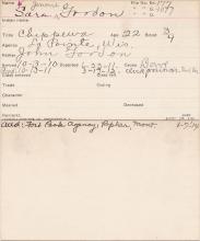 Sarah J. Gordon Student Information Card
