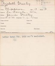 Elizabeth Greeley Student Information Card
