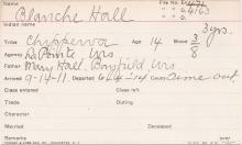 Blanche Hall Student Information Card