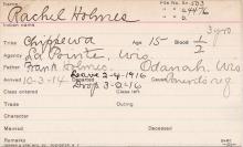 Rachel Holmes Student Information Card