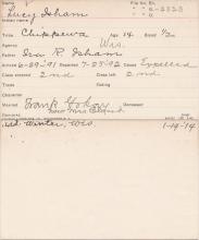Lucy Isham Student Information Card