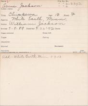 Annie Jackson Student Information Card