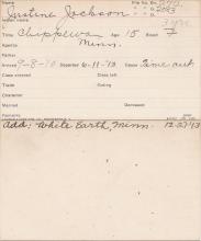 Justina Jackson Student Information Card