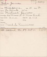 Katie James Student Information Card