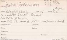 Julia Johnson Student Information Card