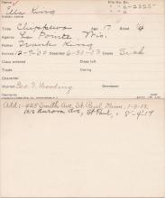 Ella King Student Information Card
