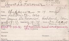Anna La Fernier Student Information Card