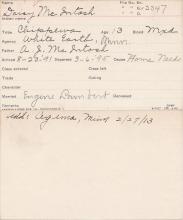 Daisy McIntosh Student Information Card