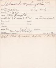 Blanche McLaughlin Student Information Card