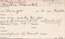 Mollie Mantel Student Information Card