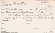 Mary Martin Student Information Card