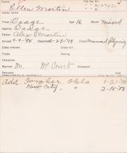 Ellen Martin Student Information Card