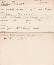 Nellie Merrill Student Information Card