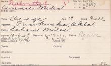 Annie Miles Student Information Card