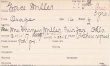 Grace Miller Student Information Card