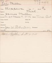 Lilly Miller Student Information Card