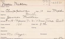 Nettie Miller Student Information Card