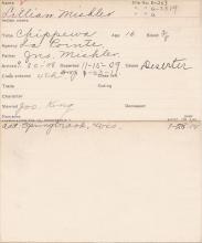 Lillian Mishler Student Information Card