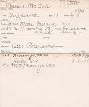 Mamie Moder Student Information Card