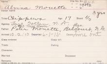 Alvina Monette Student Information Card