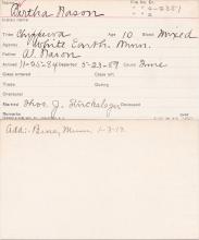 Bertha Nason Student Information Card