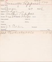 Minnette Pappan Student Information Card