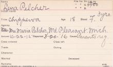 Lena Pelcher Student Information Card