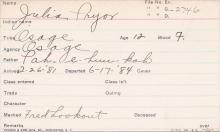 Julia Pryor Student Information Card