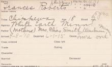 Frances Roberts Student Information Card