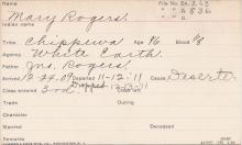 Mary Rogers Student Information Card